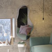 Asymmetrische ovale ronde spiegel in wolkenstijl met duurzaam PVC-frame - Moderne, decoratieve stijlvolle grote ronde wandspiegel voor woonkamer, slaapkamer en badkamer (40 x 70 x 3 cm)
