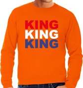 Koningsdag sweater King - oranje - heren - koningsdag outfit / kleding / trui XXL