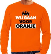 Koningsdag sweater wij gaan voor oranje - oranje - heren - koningsdag outfit / kleding M