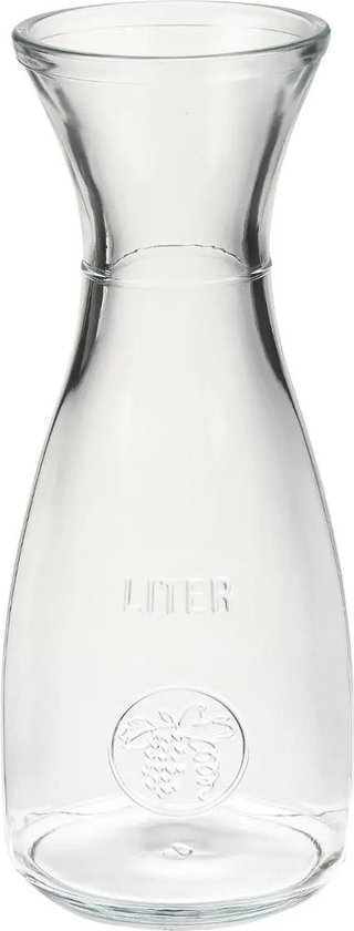 Karaf/schenkkan 1 liter van glas met uitlopende hals