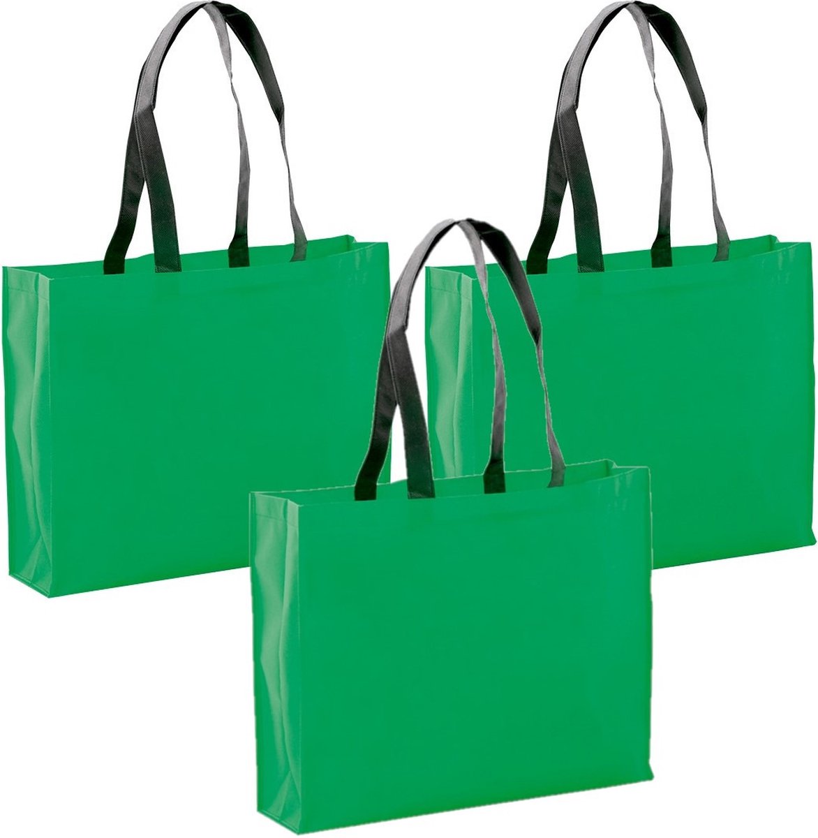 Draagtas / goodie- 10x stuks -bag / schoudertas / boodschappentas - groen - 40 x 32 x 11 cm