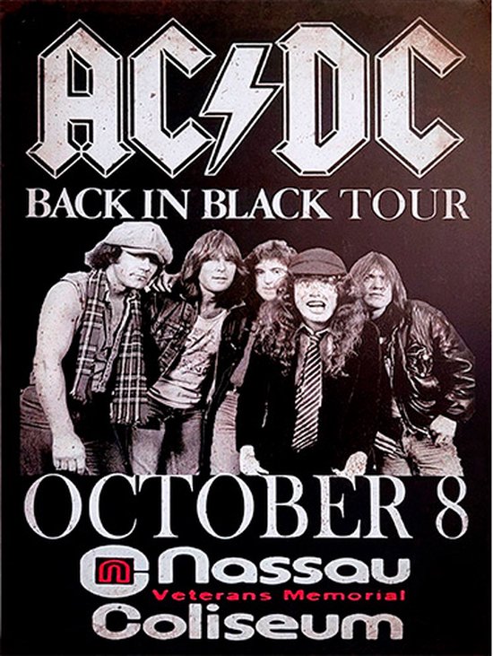 Signs-USA - Concert Sign - metaal - AC/DC - Black in Black Tour - 30 x 40 cm