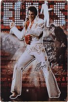 Signs-USA - Muziek Sign - metaal - Elvis Presley in White Suit - 30 x 40 cm