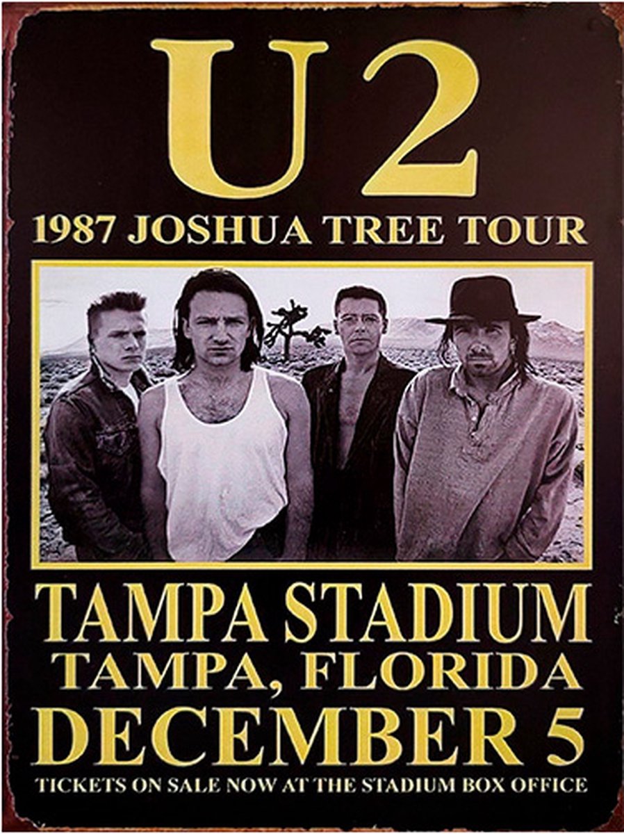 Signs-USA Concert Sign - metaal - U2 - Joshua Tree Tour - 30 x 40 cm Multi-coloured