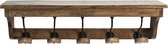 Clayre & Eef Wandkapstok 5 haken 70x17x17 cm Bruin Hout Ijzer Kapstok met plank