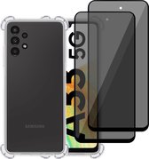 Hoesje geschikt voor Samsung A33 5G + 2x Privé Screenprotector – Privacy Tempered Glass - Case Transparant