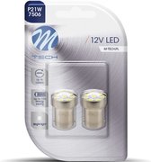 M-Tech LED - BA15s 12V - Basic 8x Led diode - Wit - Set