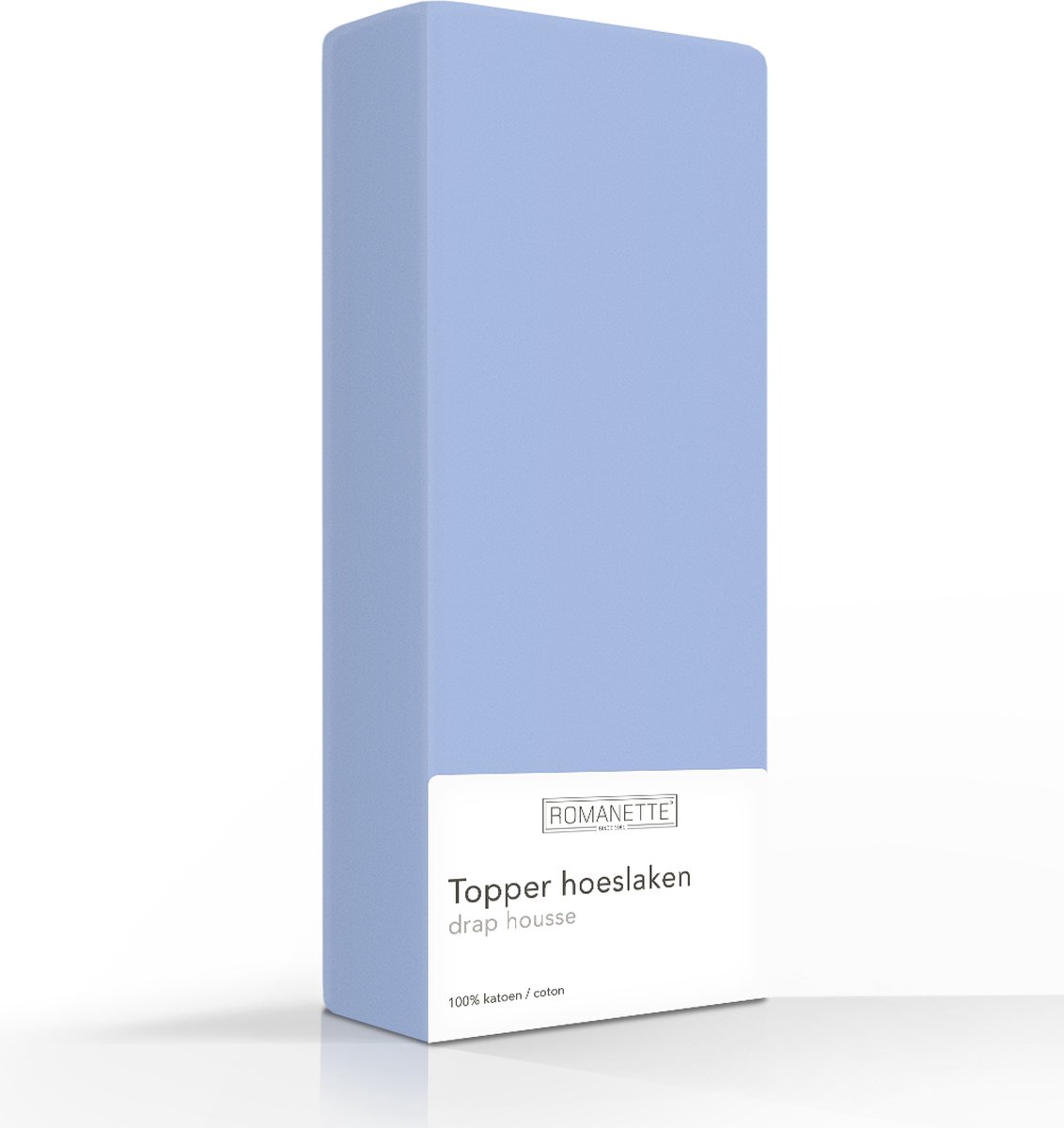 Romanette 100% Luxe Katoen Topper Hoeslaken - Eenpersoons (70x200 cm) - Blauw