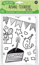 Kleurbaar Tafelkleed - Kleurplaat XL - Tafelkleurplaat - Tafelkleed - Ammelaken - Inkleuren Inkleurbaar - Happy Birthday - Feestje Knutselen Verjaardag - Tekenkleed - Kinderen Meisje Jongen - Kleur plaat Tekening Versiering Tekenen Kleuren Tablecloth