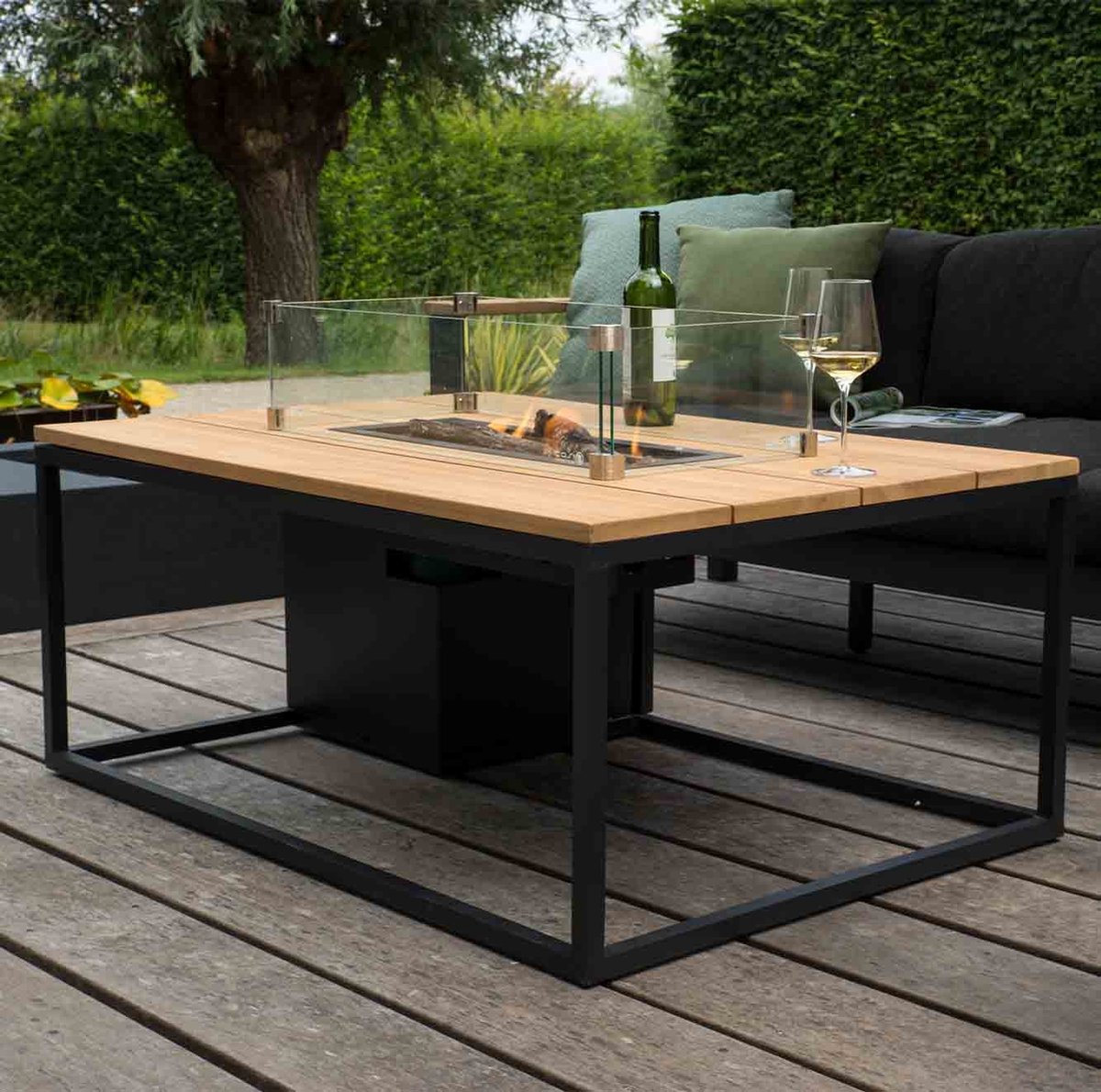 Cosi Cosiloft 120 - Table de feu - Noir avec teck