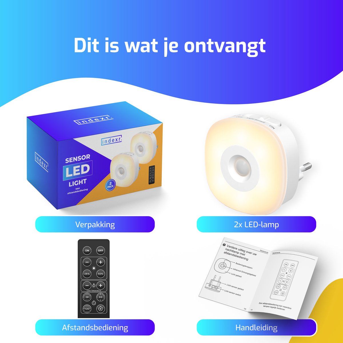 Prise Veilleuse LED avec Télécommande - 2-PACK - Pour Adultes et Enfants -  Dimmable 