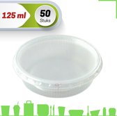 Sausbakje 125 ml Saladebakje met deksel 50 Stuks Rond Transparant PP 125 cc