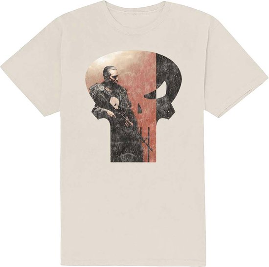 Marvel The Punisher Tshirt Homme - S- Skull Outline Character Crème