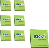 Stick'n sticky notes - 6-pack - 76x76mm, neon groen, 100 memoblaadjes per blok