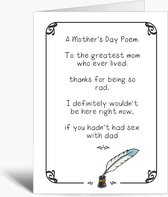A Mother's Day Poem - Moederdag - Mama - Wenskaart met envelop - grappig - humor - Mother's Day - Engels