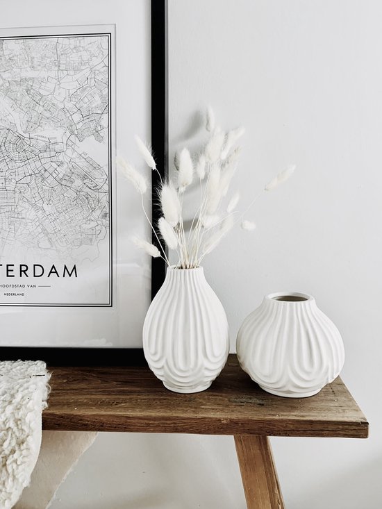 ‘T HOEKJE VAN ROSEA | COMPLEET WOONACCESSOIRES PAKKET | WOONACCESSOIRES | VAZEN | WITTE VAAS | DROOGBLOEMEN