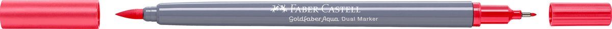 Faber-Castell - Duo aquarelmarker Goldfaber - briljant rood 122 - brush / 0,6mm - FC-164622