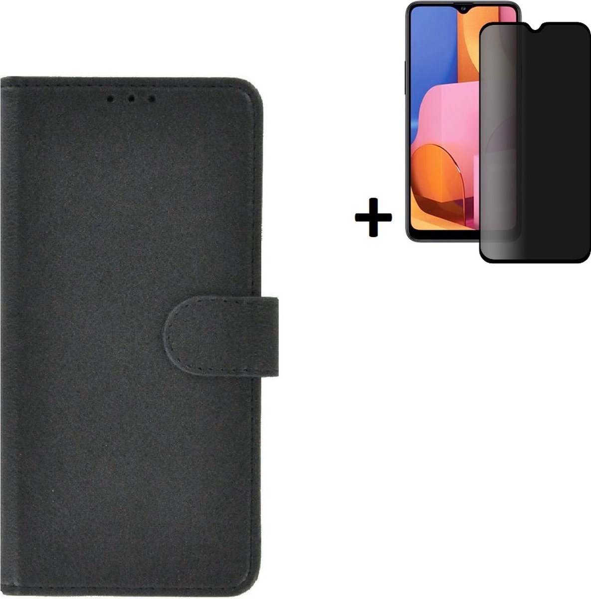 Geschikt voor Samsung Galaxy A13 5G Hoesje - Bookcase - A13 5G Screenprotector - A13 5G Hoes Wallet Book Case Zwart + Privacy Screenprotector