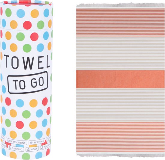 Towel to Go Bali hamamdoek oranje / beige - in geschenkverpakking