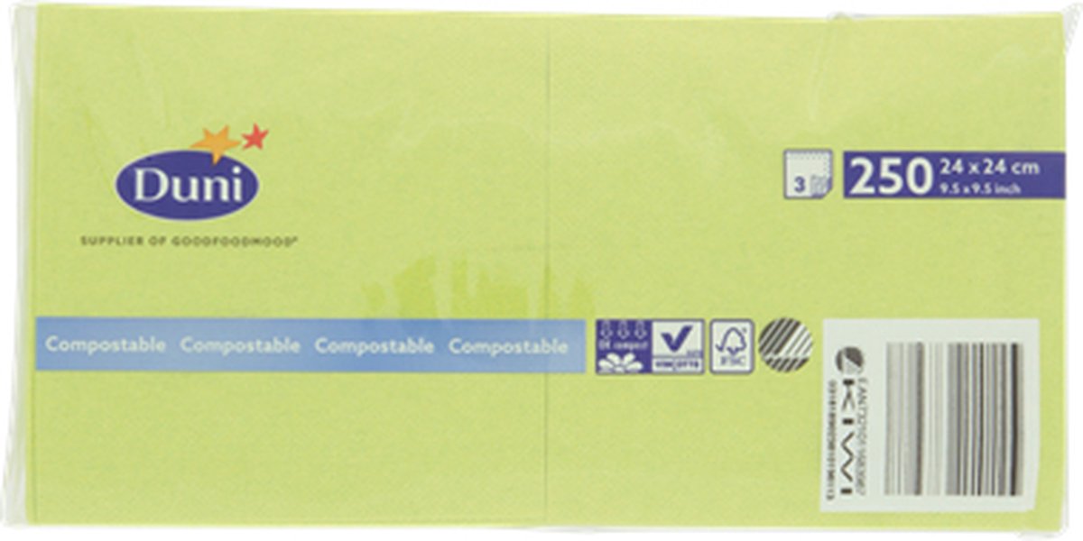 Duni - Servetten tissue - 24cm - 3 laags - kiwi - 250 stuks