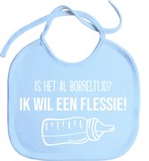 Slabbetjes - slabber - slab - baby - Is het al borreltijd? Ik wil een flessie! - borrel - koordjes - stuks 1 - baby blauw