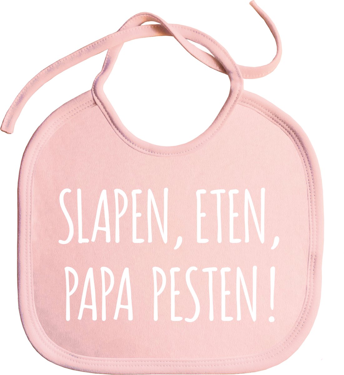 Slabbetjes - slabber - slab - baby - Slapen, eten, papa pesten! - papa - koordjes - stuks 1 - baby roze Slabbetjes - slabber - slab - baby - Slapen, eten, papa pesten! - papa - koordjes - stuks 1 - baby roze