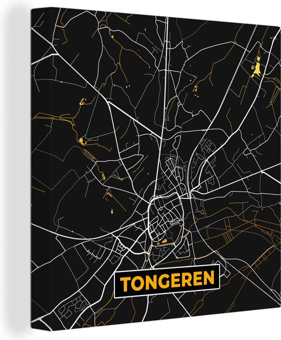 Canvas Schilderij Stadskaart - Tongeren - Kaart - Gold - Plattegrond - 20x20 cm - Wanddecoratie