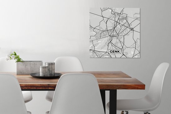 Peinture sur toile België - Genk - Plan de la ville - Carte - Zwart Wit - Carte - 50x50 cm - Décoration murale
