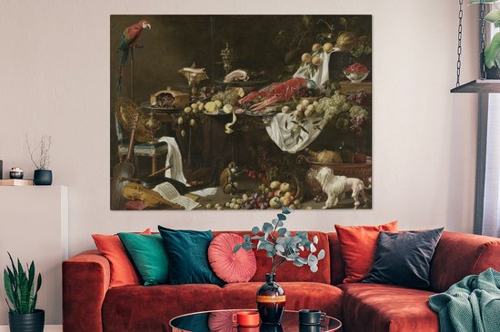 Toile Peinture Pronk nature morte - 160x120 cm - Décoration murale XXL