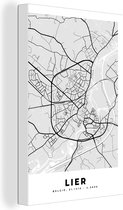 Canvas Schilderij Stadskaart – Plattegrond – België – Zwart Wit – Lier – Kaart - 80x120 cm - Wanddecoratie