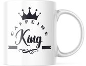 Mug avec texte : Caffeine King | Mug drôle | Cadeaux drôles | Tasse de café | Gobelet à café | Tasse à thé | Tasse de thé