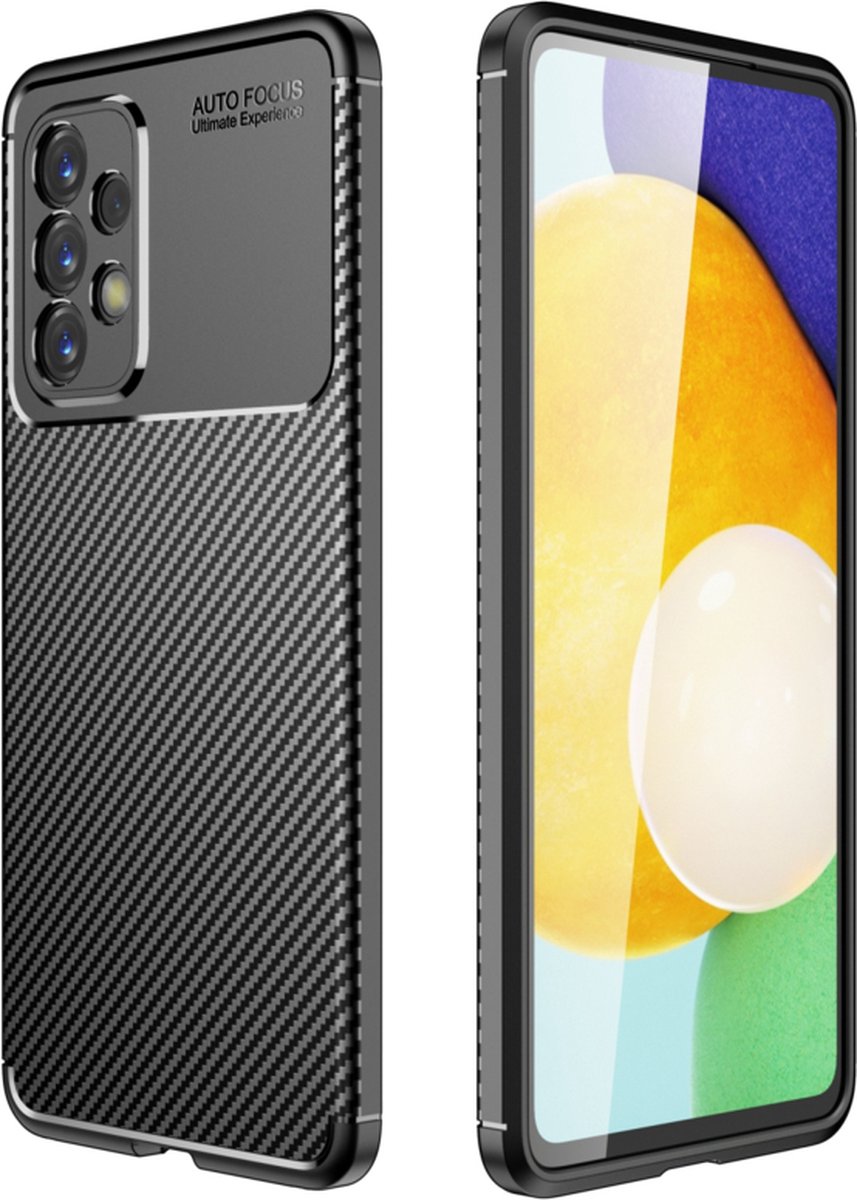 Carbon TPU Bescherm-Hoes Skin geschikt voor Samsung Galaxy A53 - - Zwart