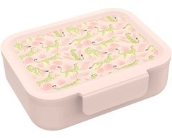 foto van Lunch Buddies brooddoos / boterhammendoos Leopard rechthoekig 24x18x6 cm roze. roze