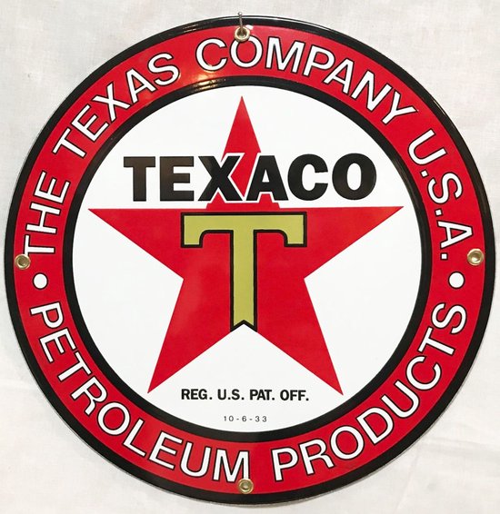 Texaco The Texas Company USA Logo Emaille Bord 12" / 30 cm