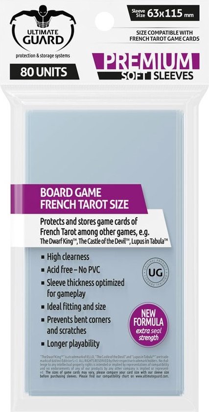 Afbeelding van het spel Supreme Boardgame Sleeves French Tarot Size (80) (63x115mm)