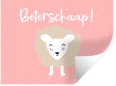 Muurstickers - Sticker Folie - Beterschap - Quote - Roze - Schaap - 160x120 cm - Plakfolie - Muurstickers Kinderkamer - Zelfklevend Behang XXL - Zelfklevend behangpapier - Stickerfolie