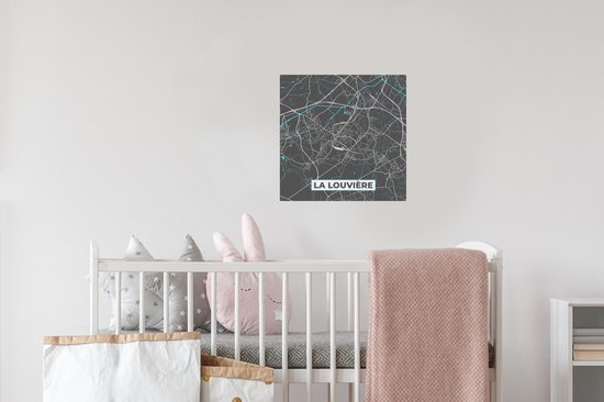 Stickers muraux - Carte - La Louvière - Blauw - Plan de la ville - Carte - 30x30 cm - Feuille adhésive