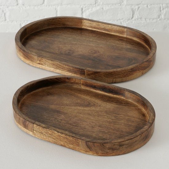 Dienblad - 2 set - Mango hout - Ovaal - 29 en 35cm