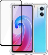 Hoesje geschikt voor Oppo A96 + Screenprotector – Full Screen Tempered Glass - Extreme Shock Case Transparant