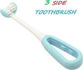 Kindertandenborstel - Nieuwste tandenborstel voor kinderen - 3 Kanten Borstel - 3D - Blauw - 4 tot 12 jaar
