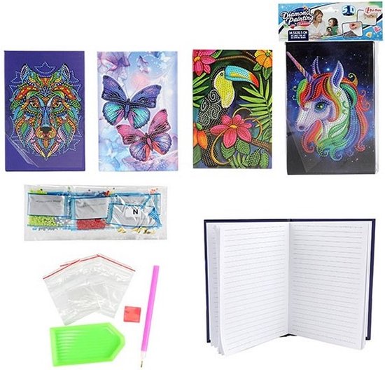 DCIDBEI A5 Diamond Painting Notitieboek, set van 2, hart, libelle, blanco, diamond painting, notitieboek, schetsboek, A5, blanco, diamond painting, dagboek voor volwassenen, hart, libelle
