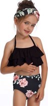 Meisjes Bikini Set - Bloemenprint - 7-9 jaar - Verstelbare Top