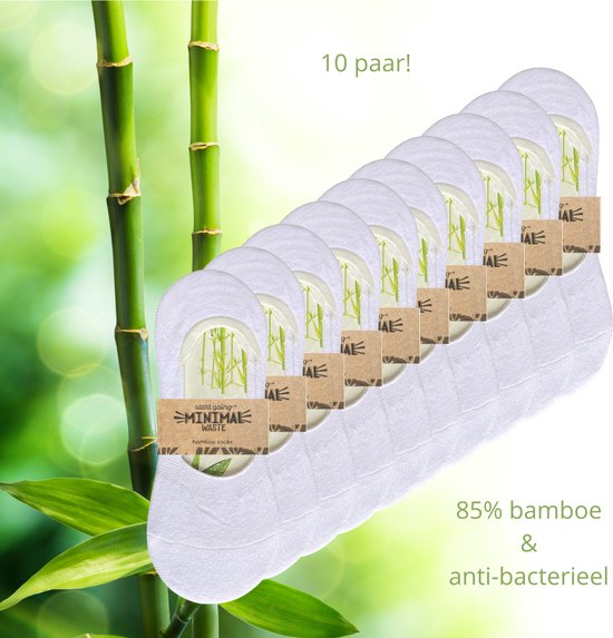 10 paires de Footies en Bamboe | Chaussettes pour baskets | Blanc | Anti transpiration | 39-41 | Écologique et durable