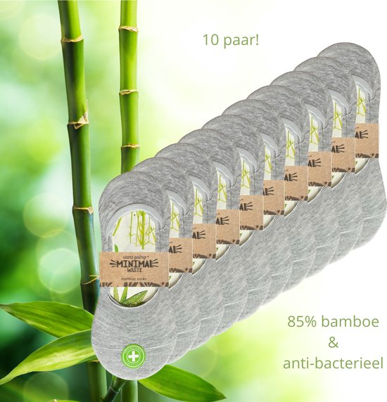 10 paires de Footies en Bamboe | Chaussettes pour baskets | Gris | Anti transpiration | 39-41 | Écologique et durable