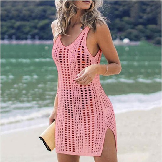 Robe de plage au crochet - Bikini cover up - Gypsy - Plage - Boho - Robe de plage sexy - Rose - Medium - Pull d'été - Lounge - Ibiza