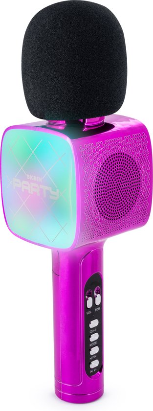 Bigben Party Microphone Karaoké avec LED + Bluetooth - Rose