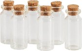 3BMT Kleine Glazen Mini Flesjes met Kurk - 10 ml - Set van 6 Lege Glas Flesjes