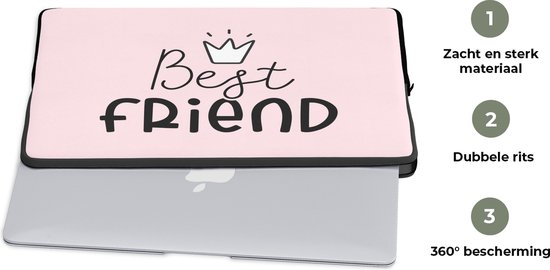 Housse pour ordinateur portable 15,6 pouces - Proverbes - Citations - Best ami - Amitié - Housse pour ordinateur portable - Dimensions intérieures 39,5 x 29,5 cm - Dos noir