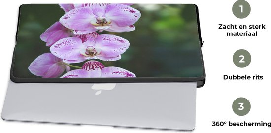 Housse ordinateur 17 pouces - Orchidées en fleurs - Housse ordinateur - Dimensions intérieures 42,5x30 cm - Dos noir