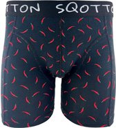Boxershort - SQOTTON® - Chili Peppers - Zwart - Maat XL